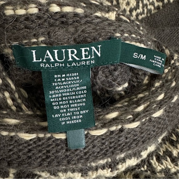 Lauren Ralph Lauren Aztec Southwest Wool Knit Pullover Poncho Sweater - Picture 9 of 9